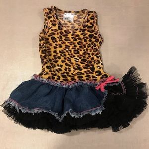 Ooh La La Couture Leopard Denim Black Tutu Dress